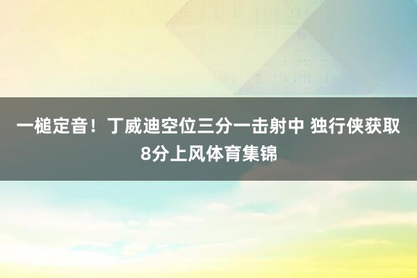 一槌定音！丁威迪空位三分一击射中 独行侠获取8分上风体育集锦