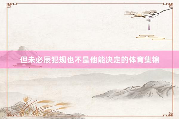 但未必辰犯规也不是他能决定的体育集锦