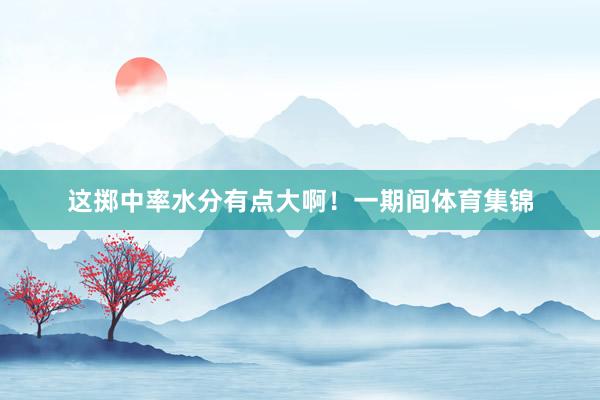 这掷中率水分有点大啊！一期间体育集锦