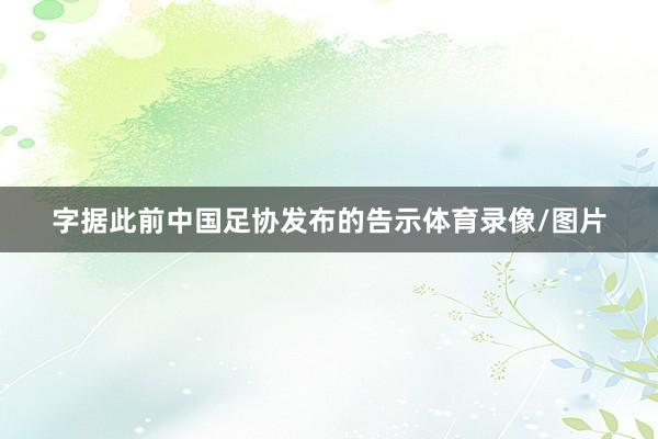 字据此前中国足协发布的告示体育录像/图片