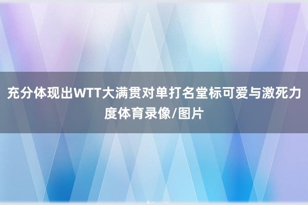 充分体现出WTT大满贯对单打名堂标可爱与激死力度体育录像/图片