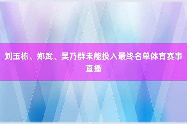 刘玉栋、郑武、吴乃群未能投入最终名单体育赛事直播