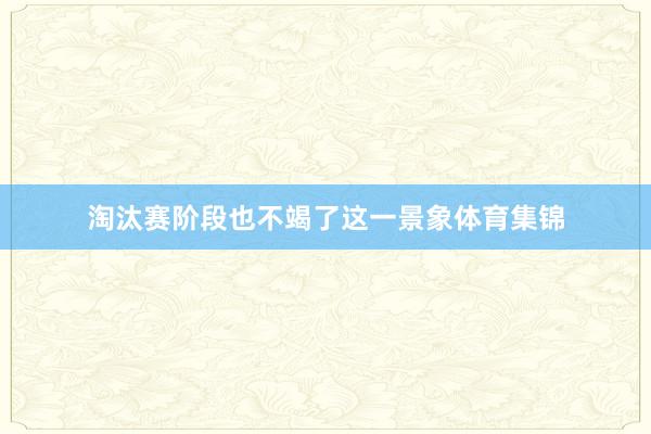 淘汰赛阶段也不竭了这一景象体育集锦