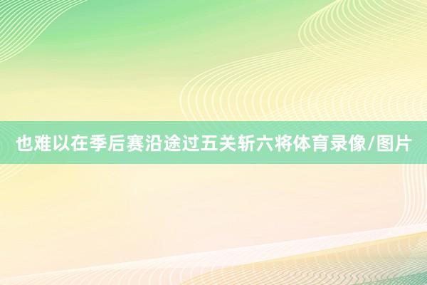 也难以在季后赛沿途过五关斩六将体育录像/图片